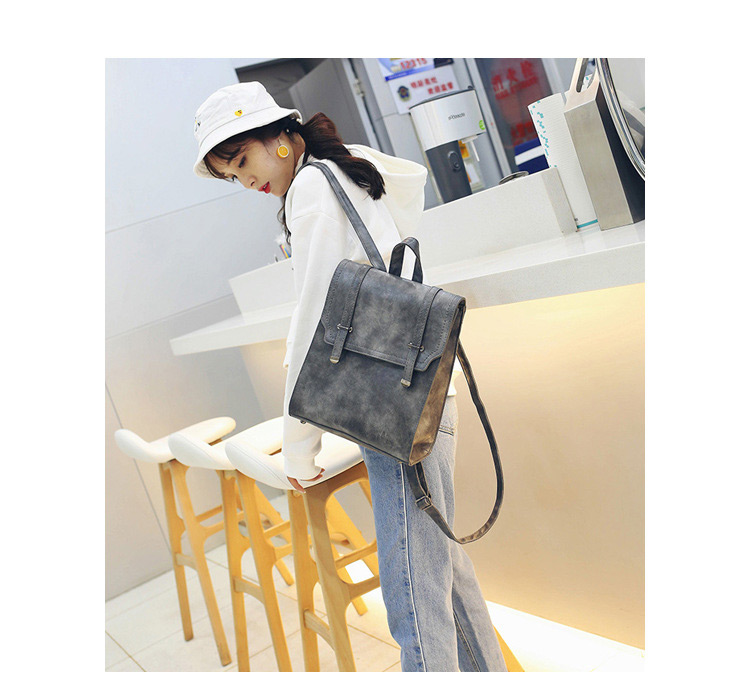 Fashion Light Gray Pure Color Decorated Backpack,Backpack