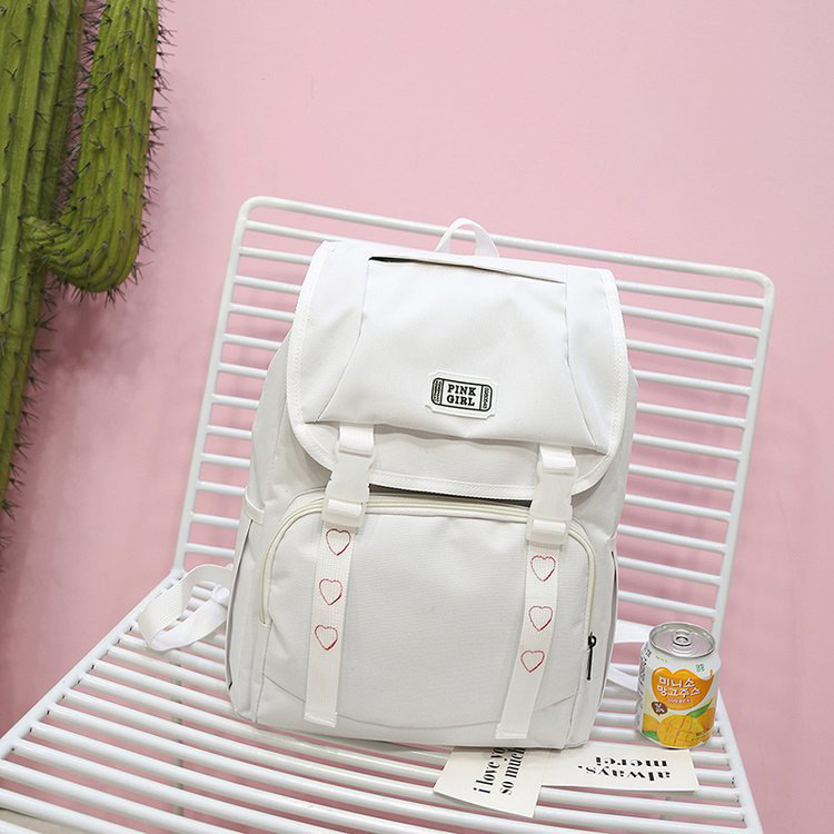 Fashion White Heart Shape Decorated Backpack,Backpack