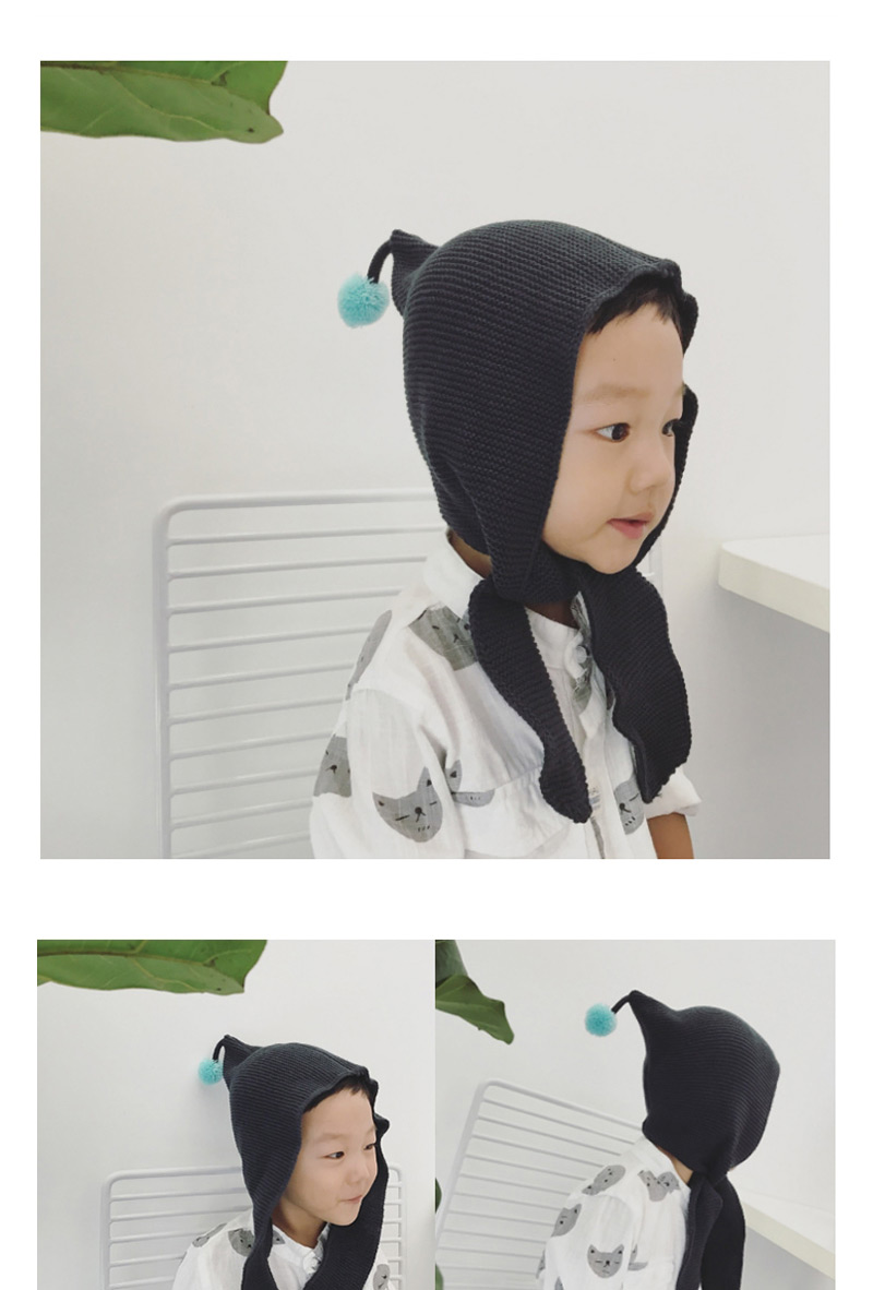 Lovely Black Fuzzy Ball Decorated Child Cap(2-4 Years Old),Children