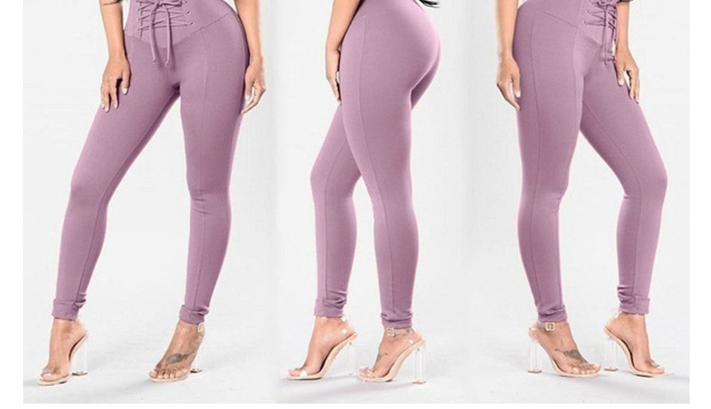 Fashion Purple Pure Color Decorated Trousers,Pants