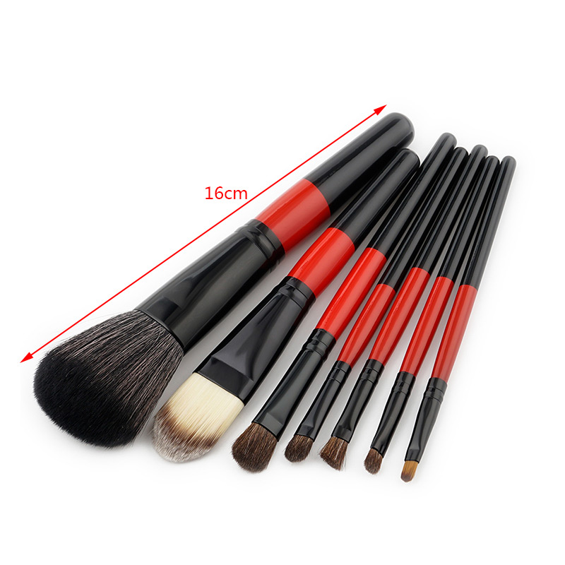 Fashion Red+black Pure Color Decorated Makeup Brush ( 7 Pcs ),Beauty tools