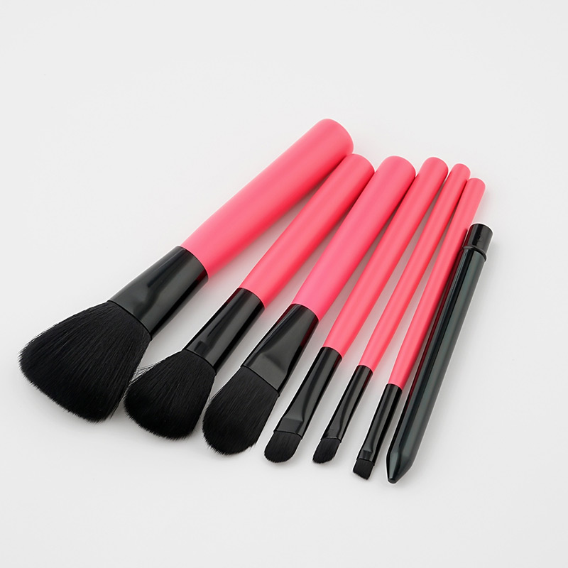 Fashion Black+pink Pure Color Decorated Makeup Brush ( 7 Pcs ),Beauty tools