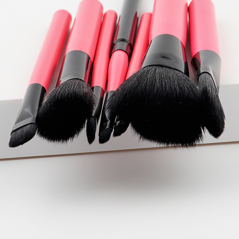 Fashion Black+pink Pure Color Decorated Makeup Brush ( 7 Pcs ),Beauty tools