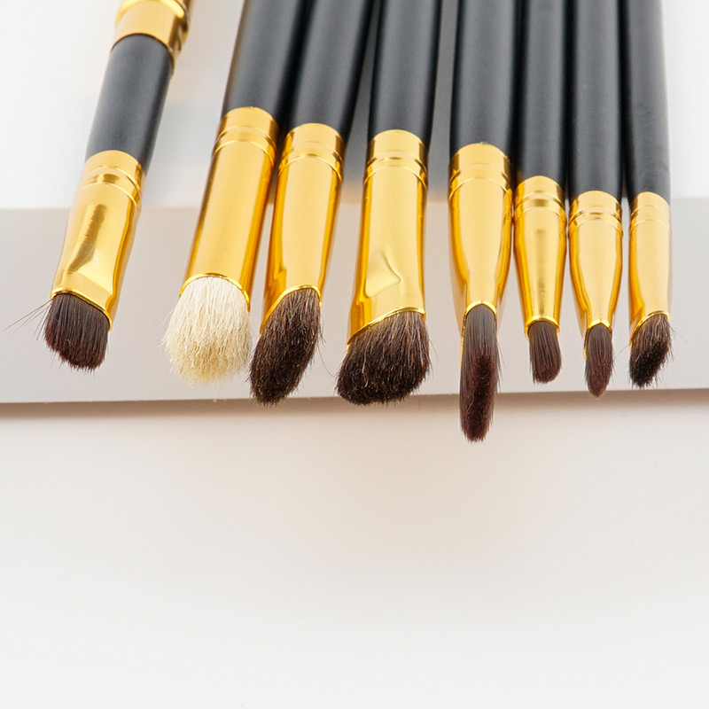 Fashion Black+gold Color Pure Color Decorated Makeup Brush ( 8 Pcs ),Beauty tools