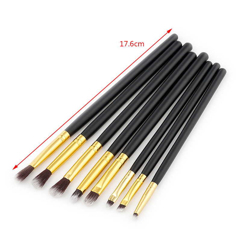 Fashion Black+gold Color Color Matching Decorated Makeup Brush ( 8 Pcs ),Beauty tools