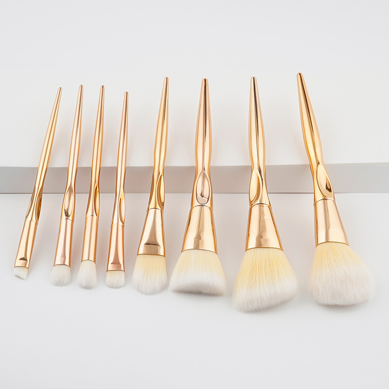 Fashion Rose Gold Sector Shape Decorated Makeup Brush ( 8 Pcs),Beauty tools
