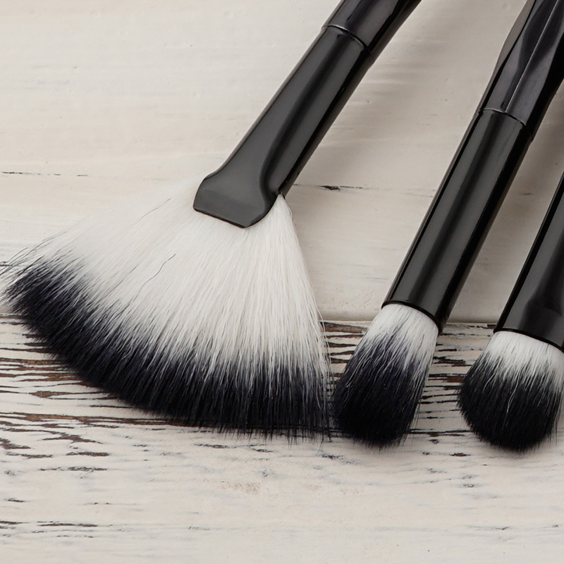 Fashion Black Sector Shape Decorated Makeup Brush ( 8 Pcs),Beauty tools