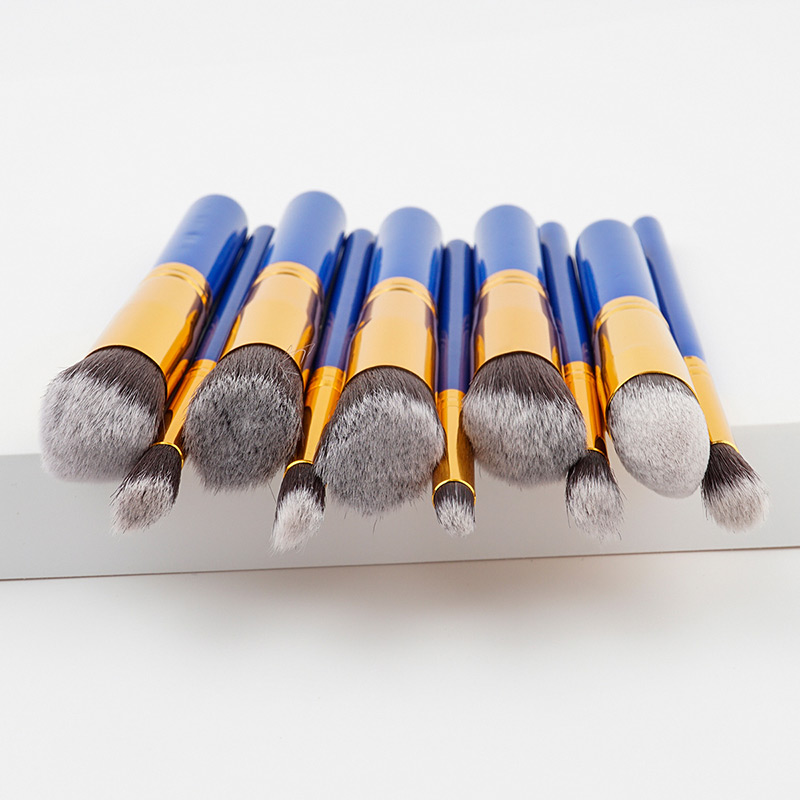 Fashion Blue Pure Color Decorated Makeup Brush (10 Pcs ),Beauty tools