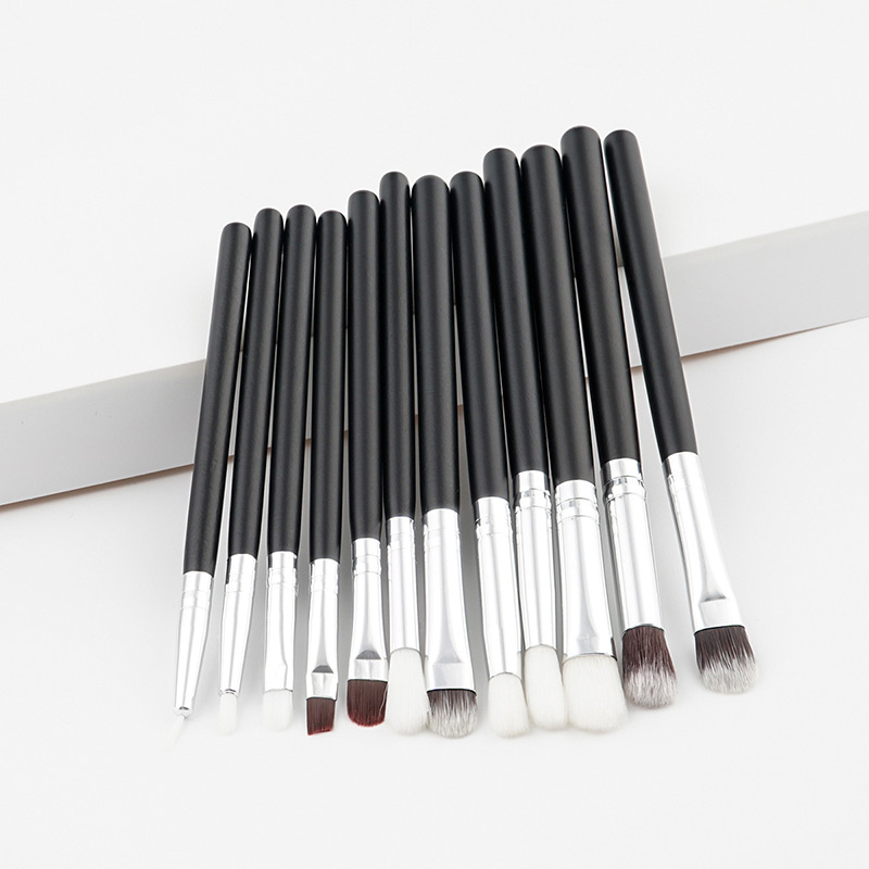 Fashion Black+silver Color Color Matching Decorated Makeup Brush ( 12 Pcs ),Beauty tools