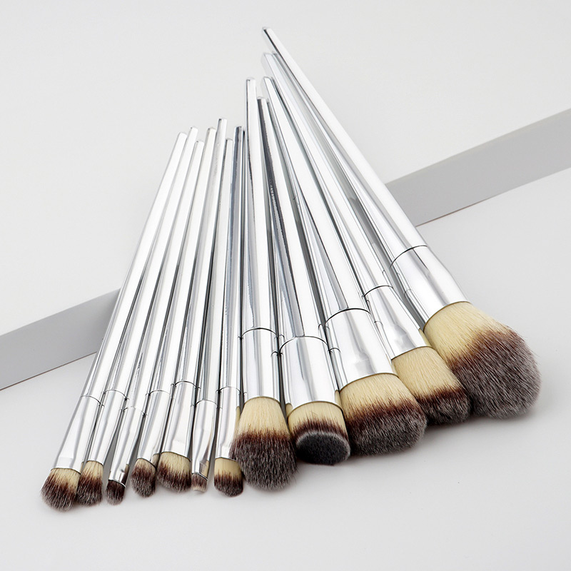 Fashion Silver Color Cone Shape Decorated Makeup Brush ( 12 Pcs),Beauty tools