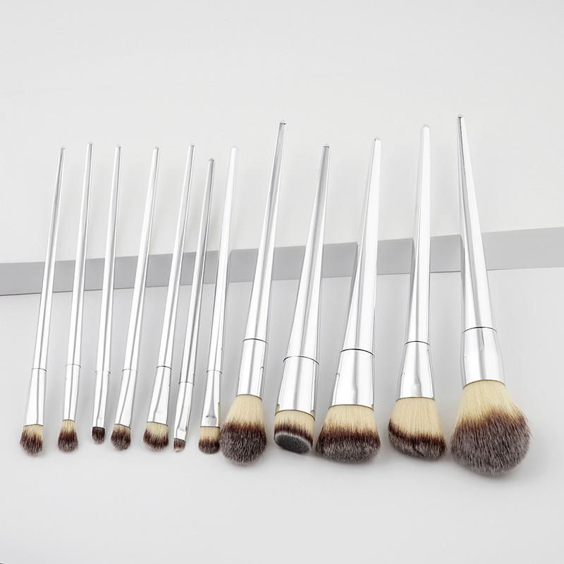 Fashion Silver Color Cone Shape Decorated Makeup Brush ( 12 Pcs),Beauty tools