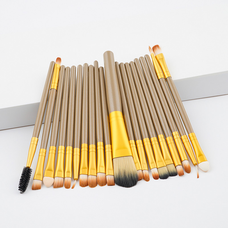 Fashion Brown+gold Color Color Matching Decorated Makeup Brush ( 20 Pcs ),Beauty tools