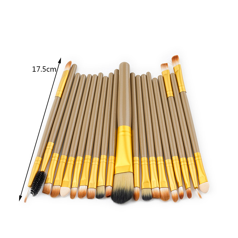 Fashion Brown+gold Color Color Matching Decorated Makeup Brush ( 20 Pcs ),Beauty tools