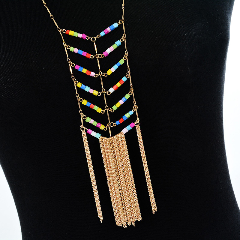 Fashion Multi-color Tassel Decorated Necklace,Chains
