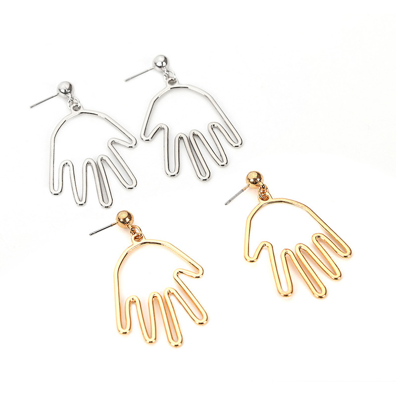 Fashion Silver Color Hand Shape Decorated Earrings,Drop Earrings