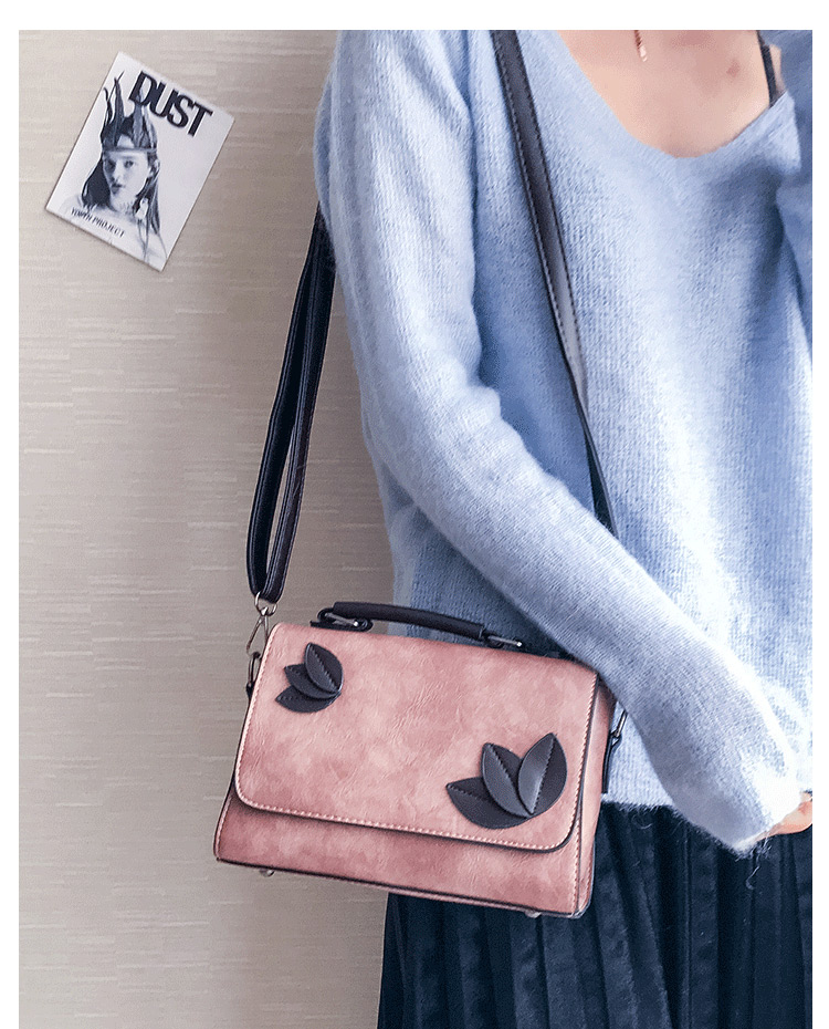 Trendy Brown Leaf Decorated Pure Color Shoulder Bag,Handbags