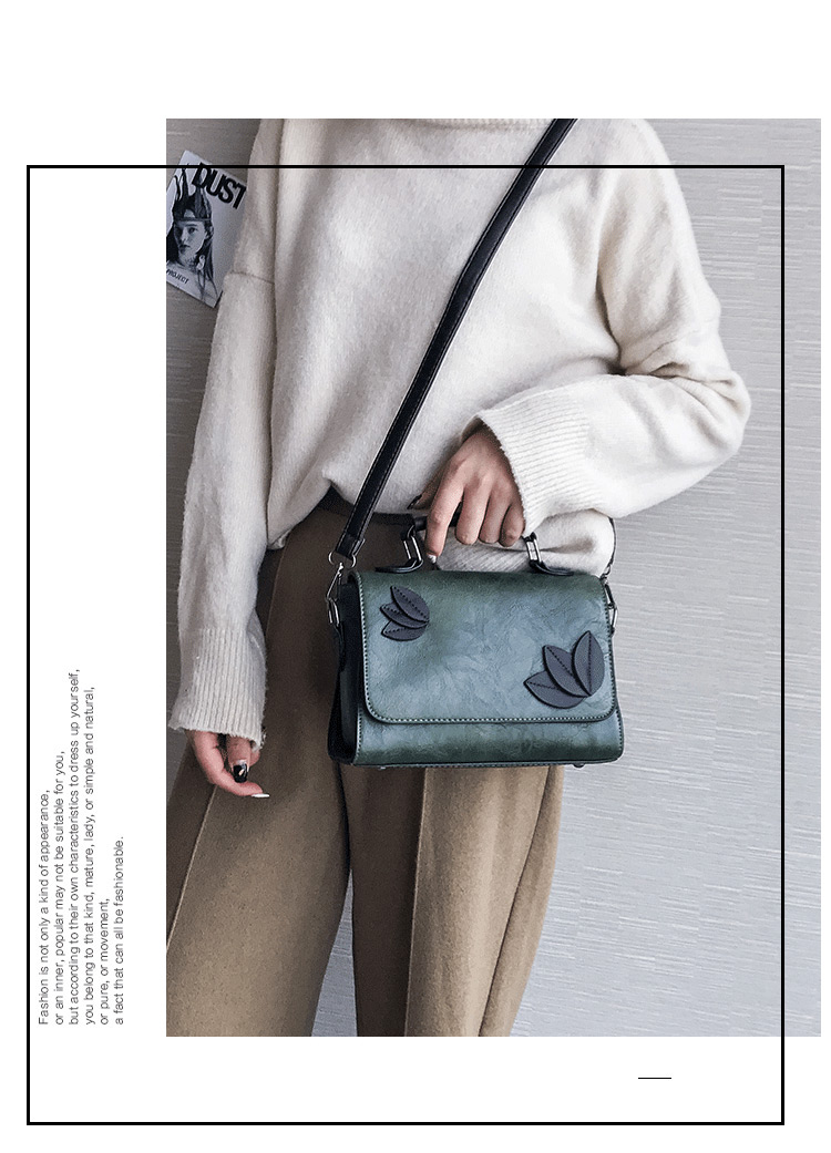 Trendy Gray Leaf Decorated Pure Color Shoulder Bag,Handbags
