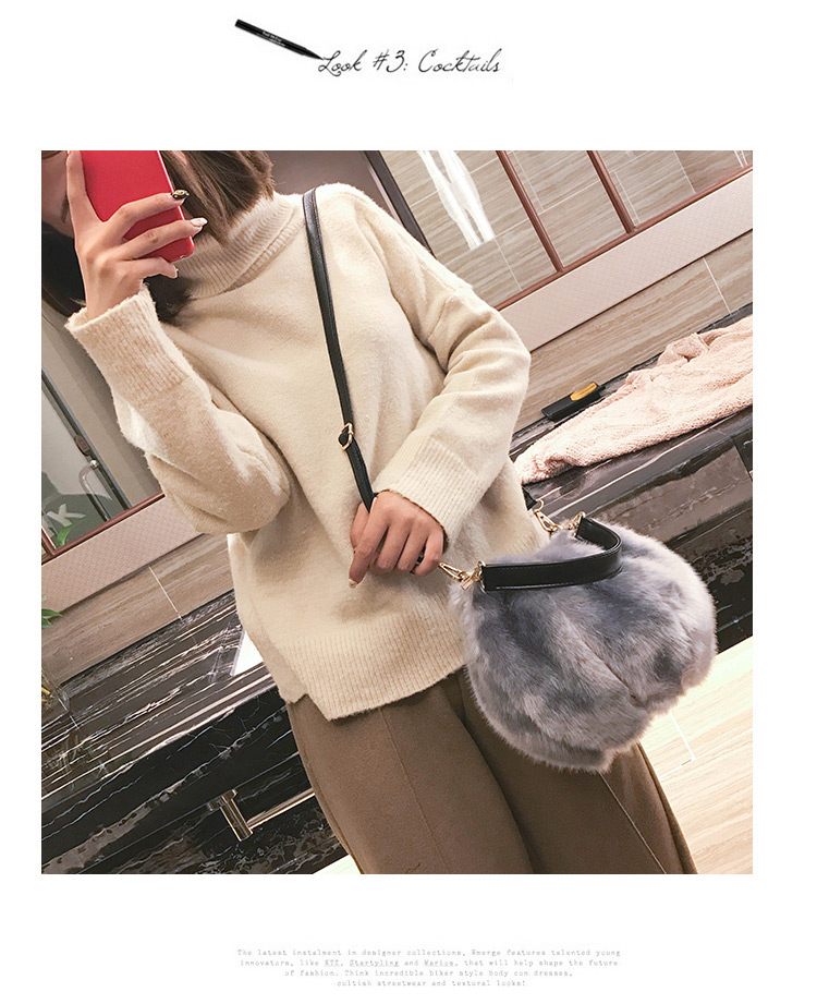 Trendy Gray Pure Color Decorated Simple Handbag,Handbags