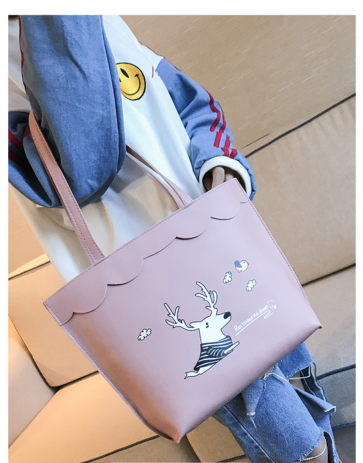 Elegant Pink Deer Pattern Decorated Handbag,Handbags