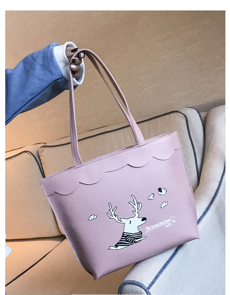 Elegant Gray Deer Pattern Decorated Handbag,Handbags