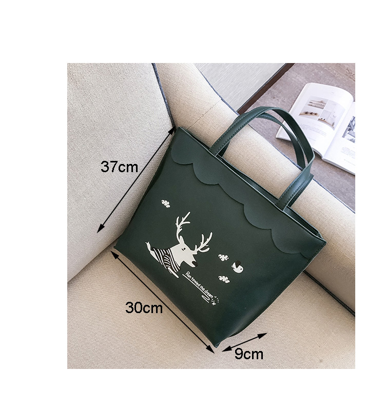 Elegant Green Deer Pattern Decorated Handbag,Handbags