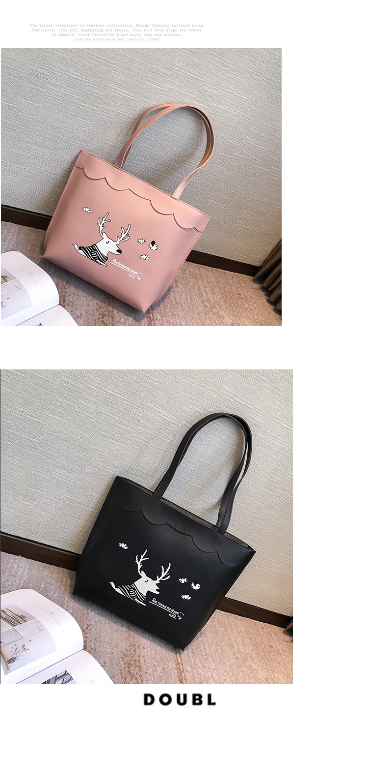 Elegant Pink Deer Pattern Decorated Handbag,Handbags