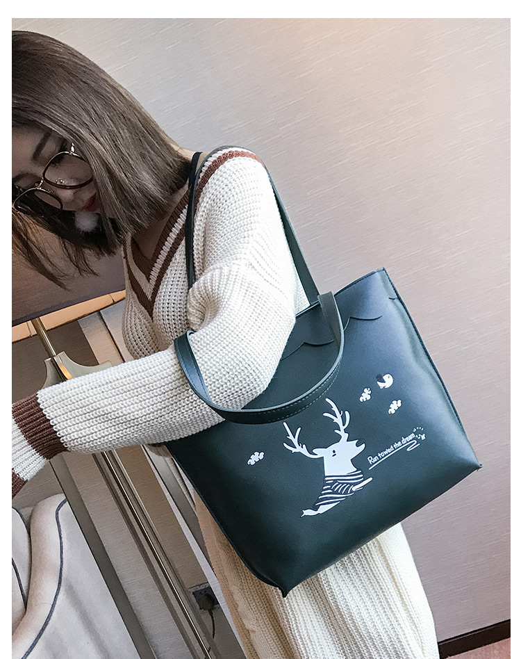 Elegant Green Deer Pattern Decorated Handbag,Handbags