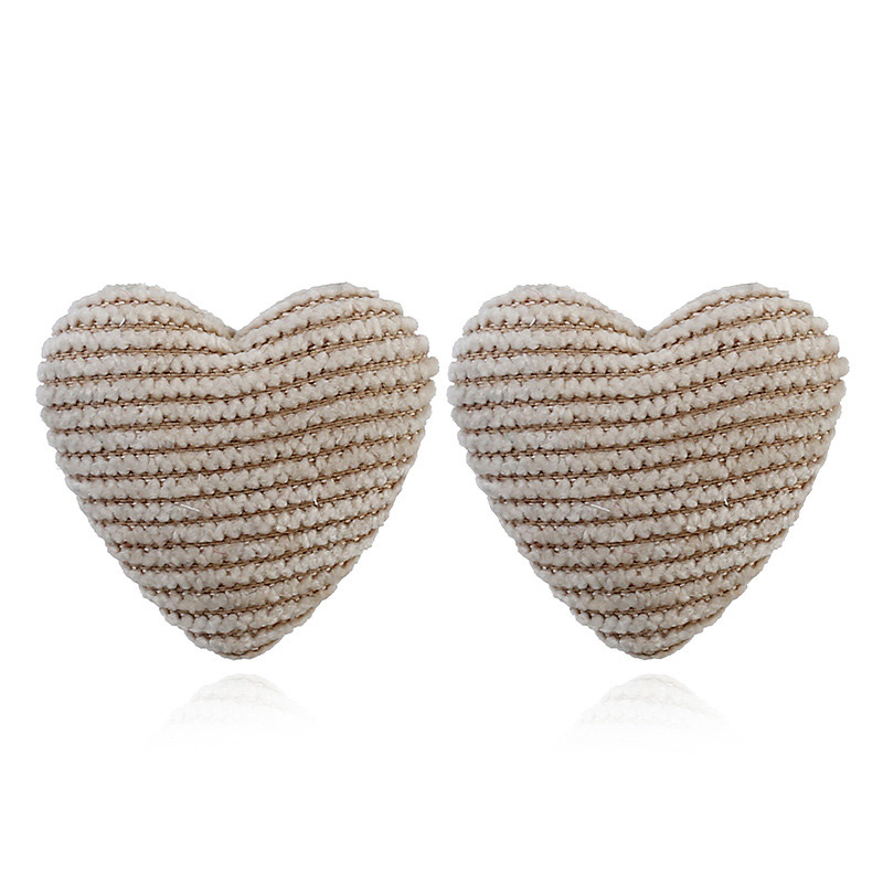 Vintage Khaki Heart Shape Decorated Earrings,Stud Earrings