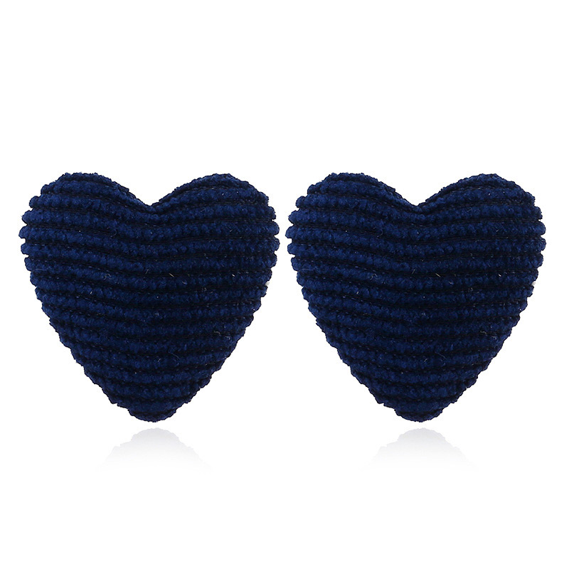 Vintage Navy Heart Shape Decorated Earrings,Stud Earrings