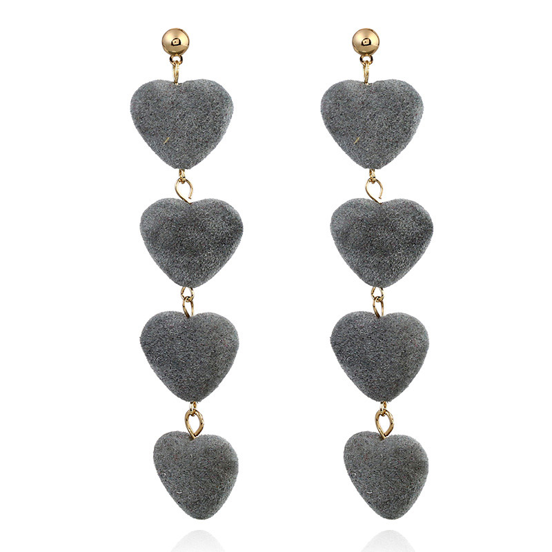 Vintage Gray Heart Shape Decorated Long Earrings,Drop Earrings