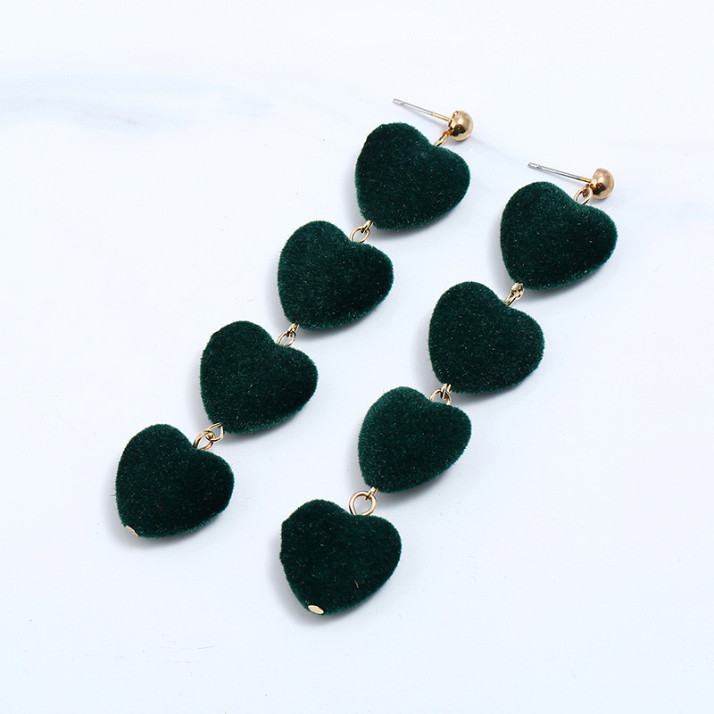Vintage Black Heart Shape Decorated Long Earrings,Drop Earrings
