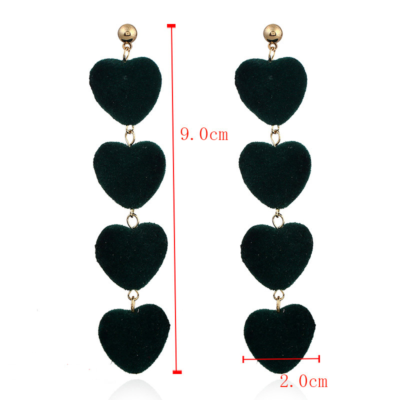 Vintage Green Heart Shape Decorated Long Earrings,Drop Earrings