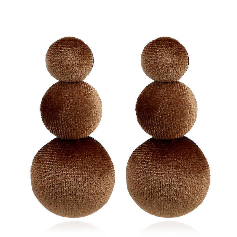Retro Brown Round Shape Decorated Long Earrings,Drop Earrings