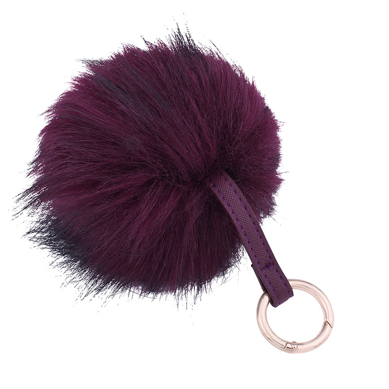 Fashion Light Brown Fuzzy Ball Decorated Pure Color Key Chain,Fashion Keychain