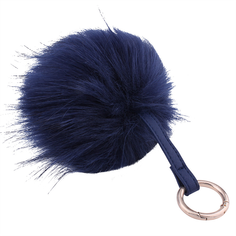 Fashion Blue Fuzzy Ball Decorated Pure Color Key Chain,Fashion Keychain