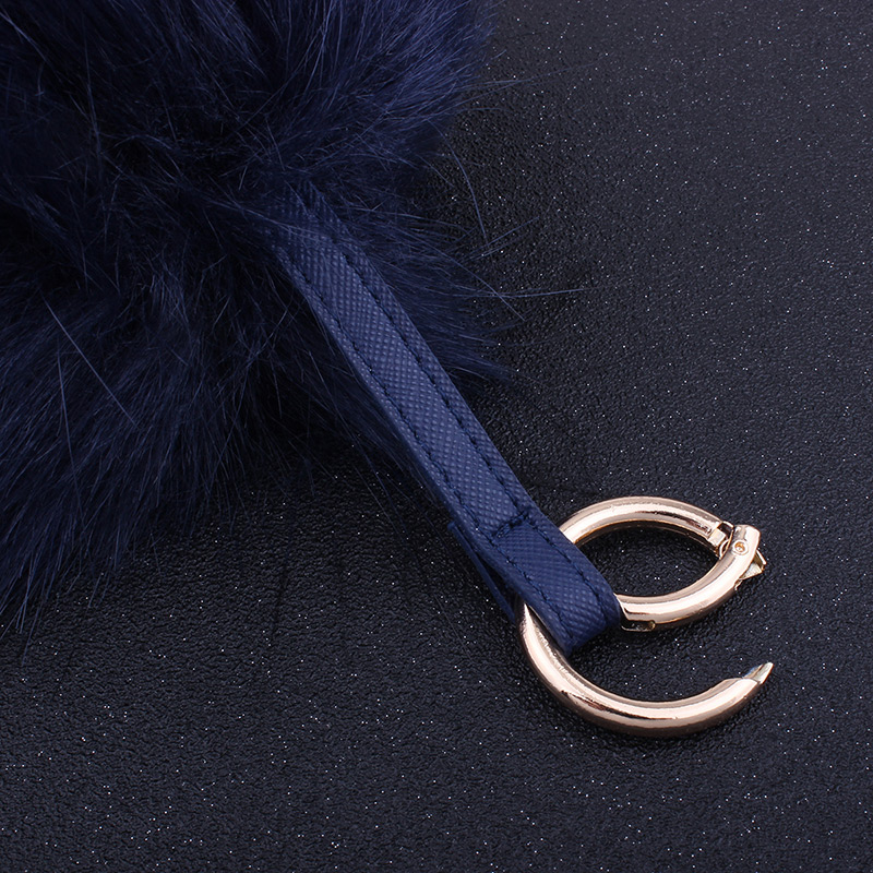 Fashion Blue Fuzzy Ball Decorated Pure Color Key Chain,Fashion Keychain