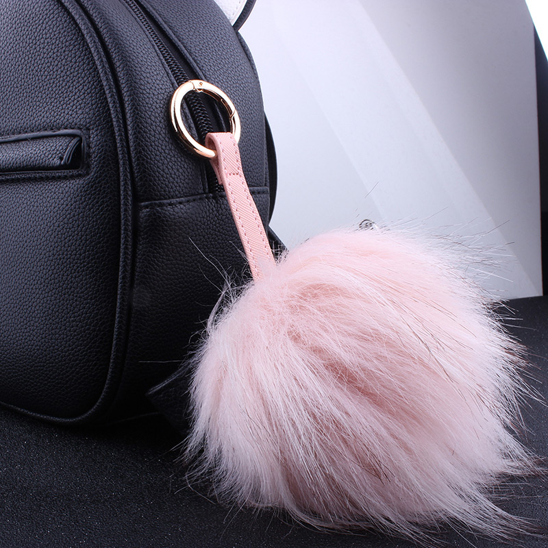 Fashion Light Brown Fuzzy Ball Decorated Pure Color Key Chain,Fashion Keychain