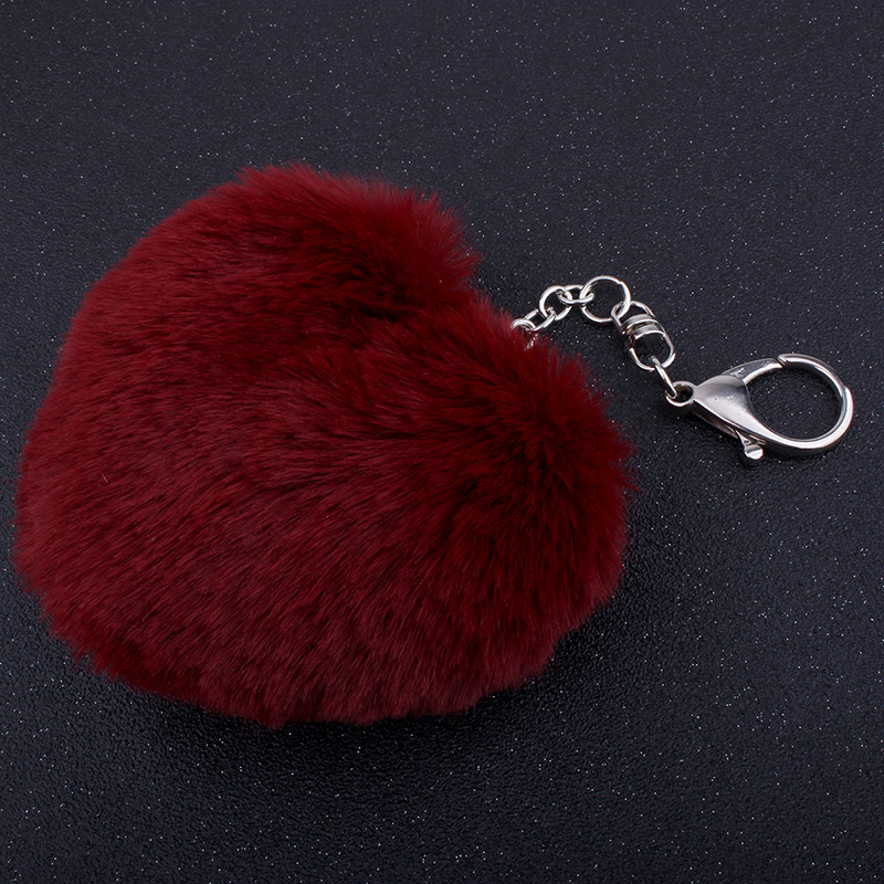 Fashion Red Fuzzy Ball Decorated Heart Shape Key Chain,Fashion Keychain