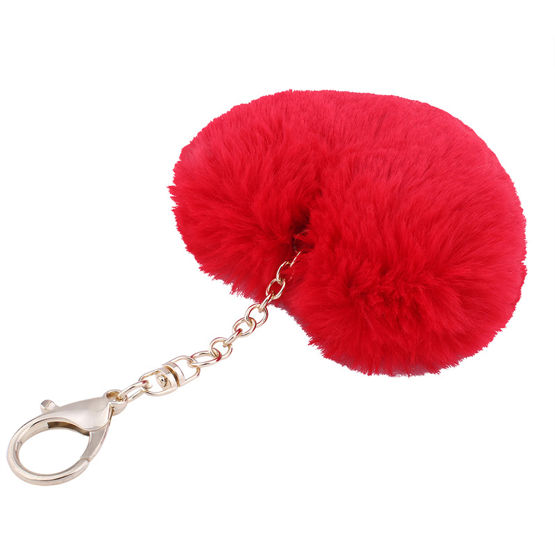 Fashion Khaki Fuzzy Ball Decorated Heart Shape Key Chain,Fashion Keychain