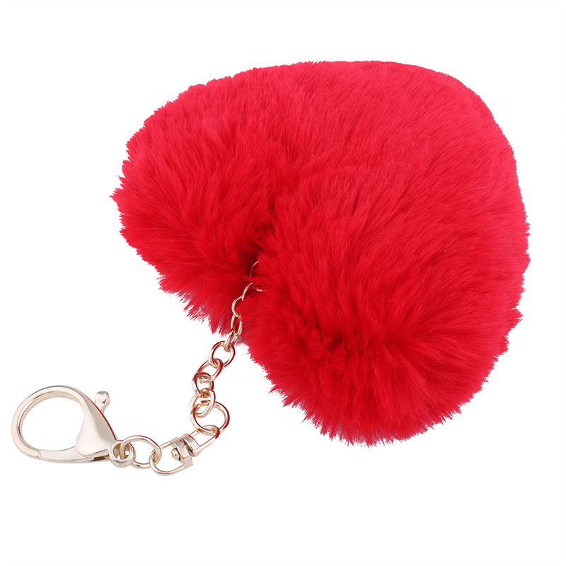 Fashion Khaki Fuzzy Ball Decorated Heart Shape Key Chain,Fashion Keychain