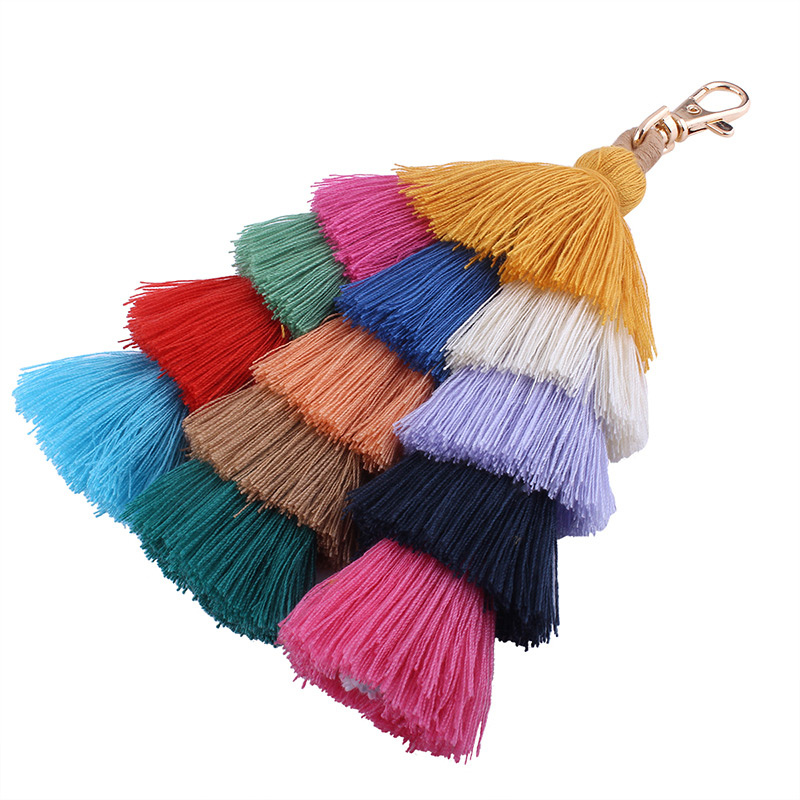 Fashion Multi-color Tassel Decorated Umbrella Shape Key Chain,Fashion Keychain
