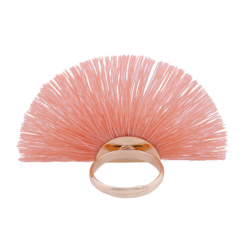 Fashion Light Pink Tassel Decorated Sector Shape Ring,Fashion Rings