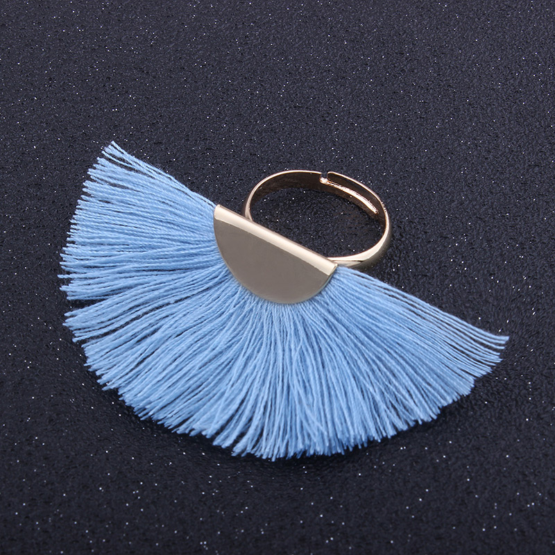 Fashion Light Blue Tassel Decorated Sector Shape Ring,Fashion Rings