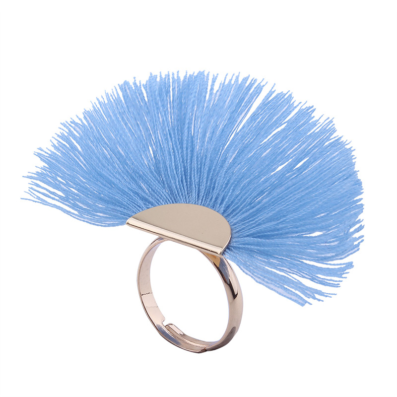 Fashion Light Blue Tassel Decorated Sector Shape Ring,Fashion Rings