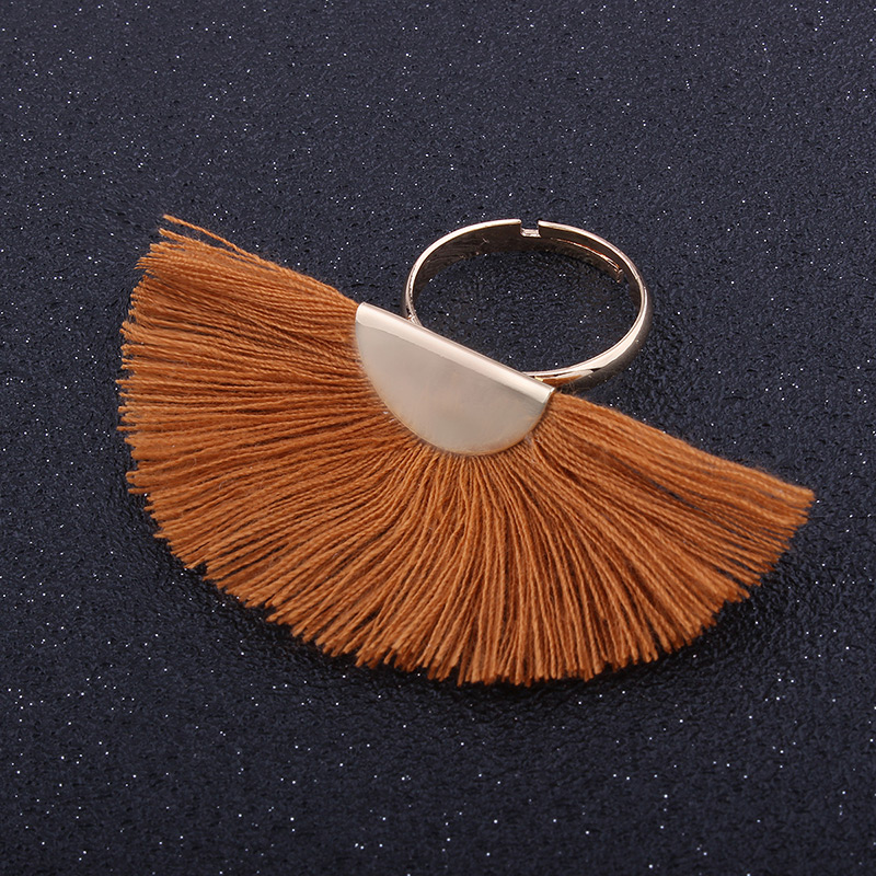 Fashion Yellow Tassel Decorated Sector Shape Ring,Fashion Rings