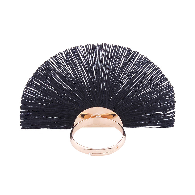 Fashion Black Tassel Decorated Sector Shape Ring,Fashion Rings