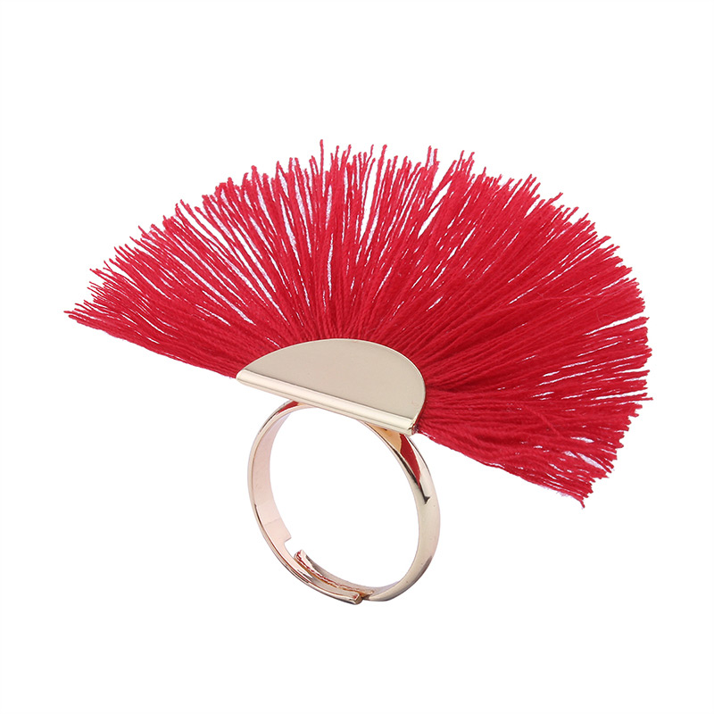 Fashion Light Pink Tassel Decorated Sector Shape Ring,Fashion Rings