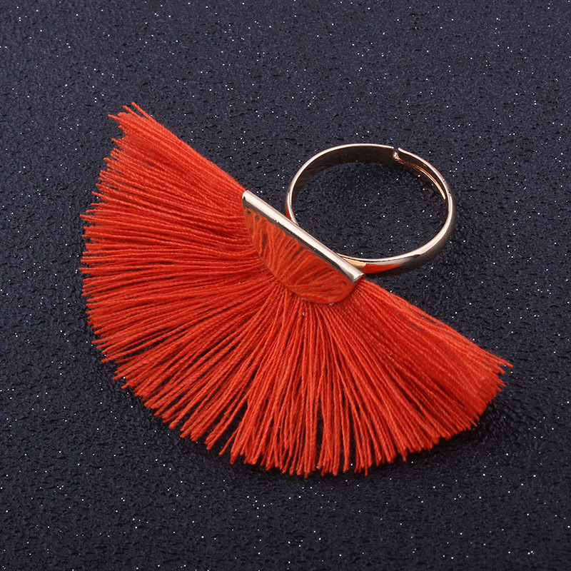 Fashion Red Tassel Decorated Sector Shape Ring,Fashion Rings