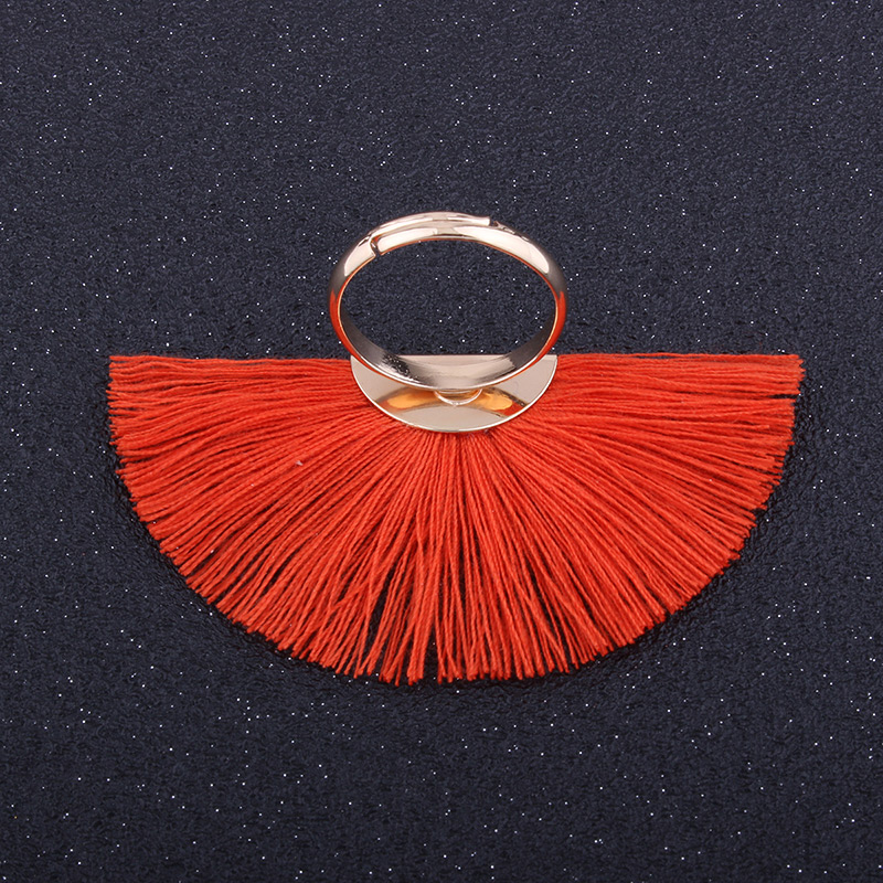 Fashion Orange Tassel Decorated Sector Shape Ring,Fashion Rings