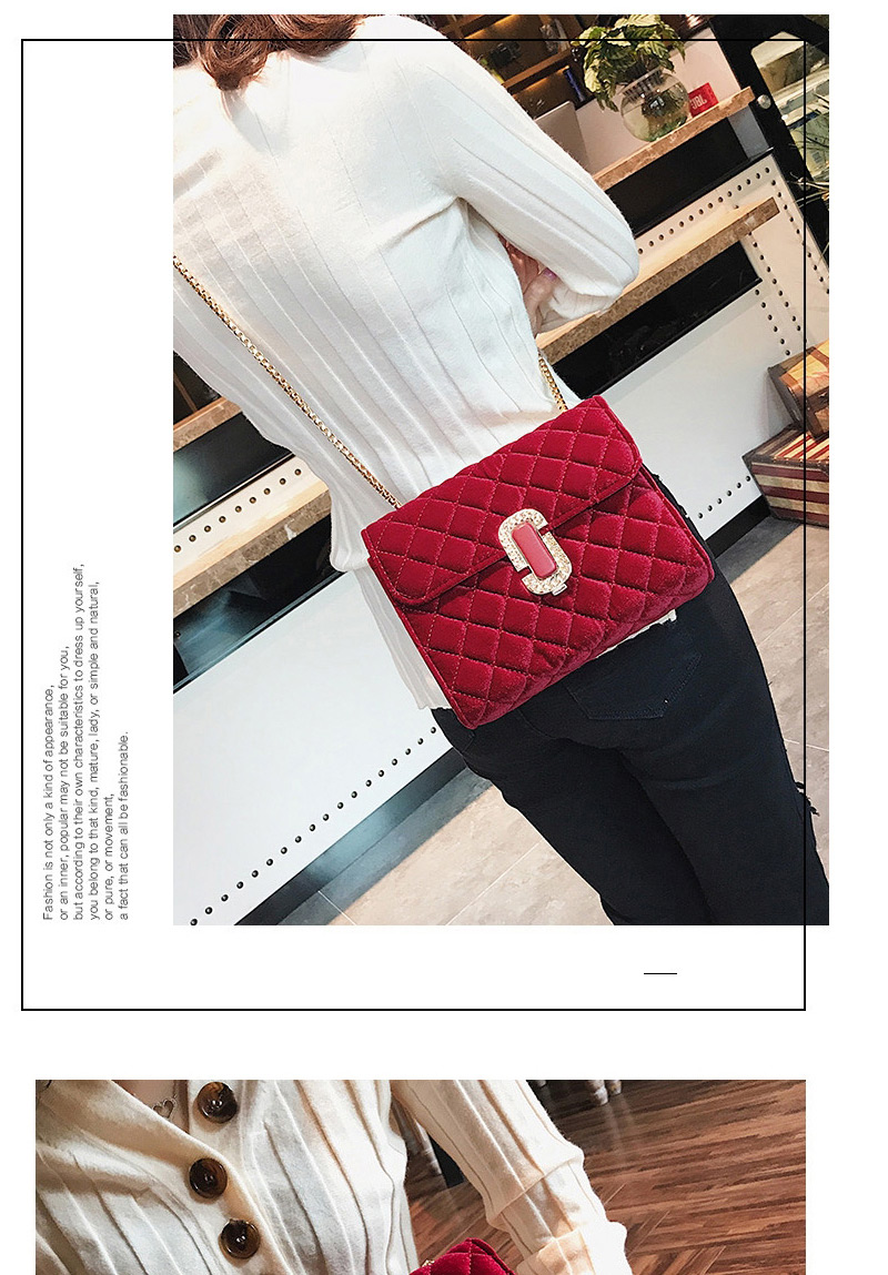 Fashion Red Pure Color Decorated Square Shape Shoulder Bag,Shoulder bags